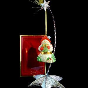 Vtg Lenox Ornament Snowman Box Hinged Memento Gift Porcelain 24K Gold Accent NIB
